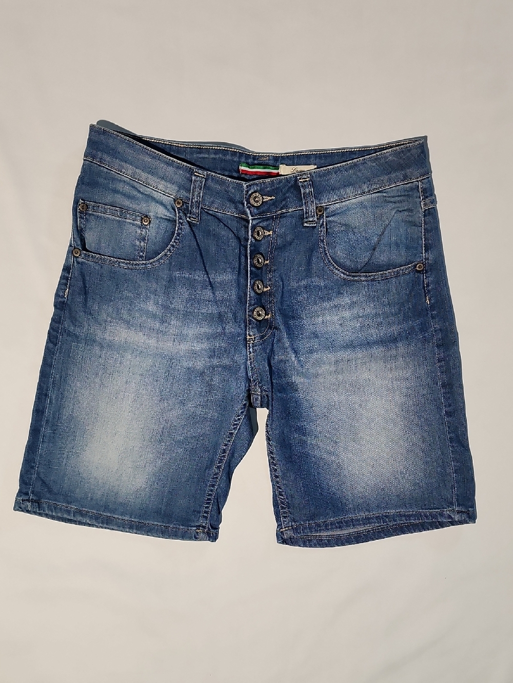 Please Fashion Italy Denim Button Fly Jean Shorts Size Large